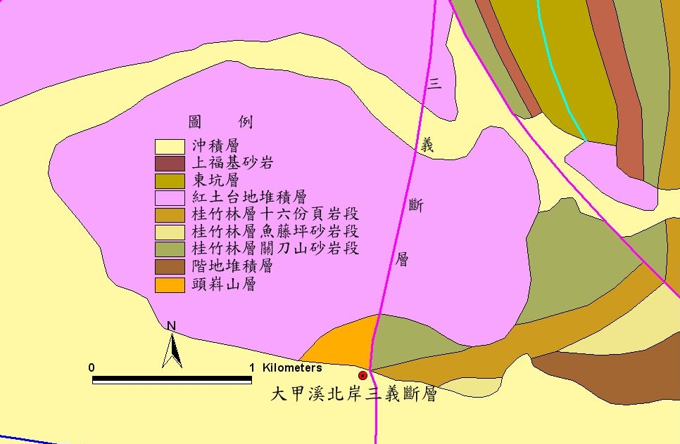 大甲溪北岸三義斷層